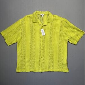 Mode of One Men's Crochet Relaxed fit Camp Shirt Harvest Pear Large $50